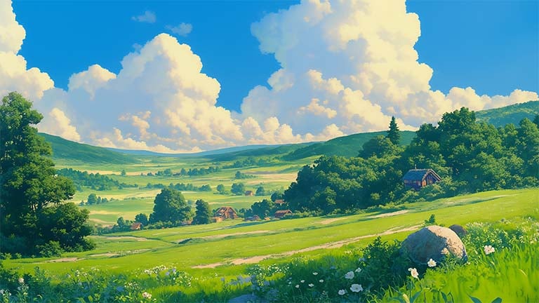 ảnh nền ghibli nghệ thuật